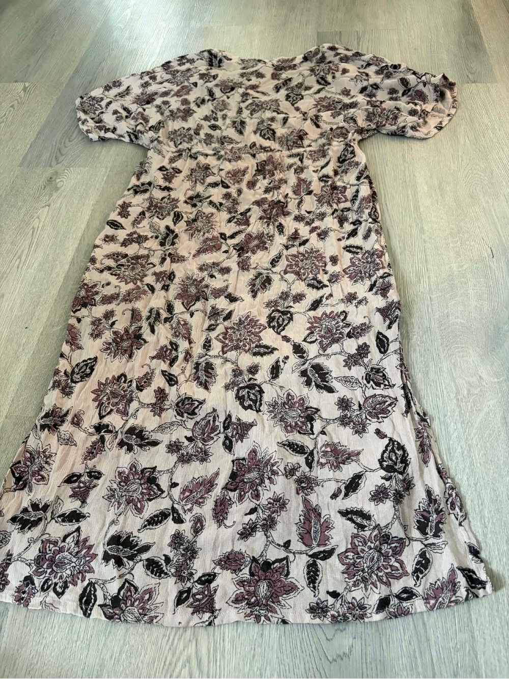 Willow & Flower Floral Button-Down High-Low Midi Dress Blush Boho Cottagecore - Picture 3 of 5